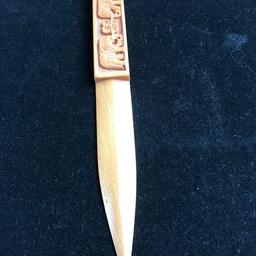 Carved wood letter opener just over 8 inches long