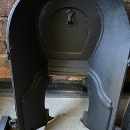 Victorian fireplace parts only (1 stod cast Iron fire gate) (1 adjustable, fire fender, fireplace guard frame surround) (1 cast iron fireplace back)