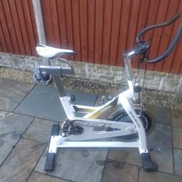 bh fitness spin bike all works great can add a big seat for extra comfort also phone holder and drinks bottle holder