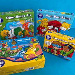 Dino-Snore-Us - counting game. age 4+
Post Box Game - colour matching game age 2+
Dinosaur Race- match and count game age 3+
Superhero lotto- matching and counting game age 2-4