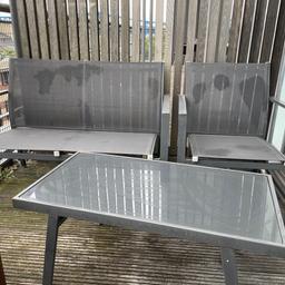 A set of used grey colour outdoor furnitures including 1 coffee table, 2 single chairs and a double seat for sale. Based near swing bridge Newcastle. £30 o.n.o