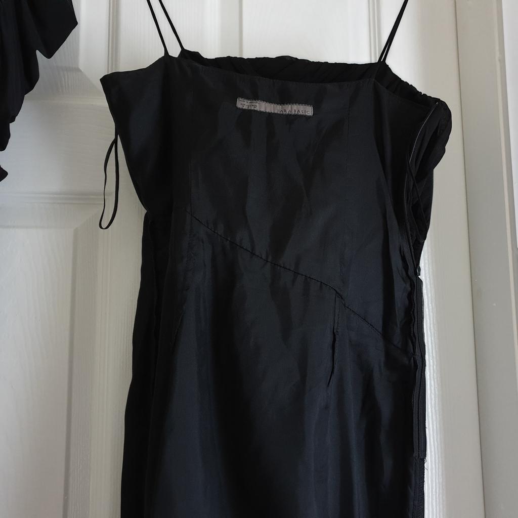 Dress 2 piece New With Tags
1) Dress “Zara“Basic Black Colour
Actual size: cm
Length: 96 cm from shoulders
Length: 72 cm back
Length: 74 cm from armpit side
Volume breast: 75 cm – 80 cm
Volume waist: 69 cm – 71 cm
Volume hips: 80 cm – 85 cm
Size: S, 8/10 ( UK ) S Eur,US S
Outer Shell: 100 % Polyester
Lining: 100 % Acetate
Made in Morocco
Retail Price 49.95 € (Eur)

2) Dress „Little - Mistress“Exclusive To New Look Black Brilliant Colour
Actual size: cm and m
Length: 79 cm from shoulders
Length: 45 cm from armpit side
Shoulder width: 35 cm
Length sleeves: 15 cm
Volume hands: 53 cm from shoulders
Volume breast: 80 cm - 95 cm
Volume waist: 80 cm – 95 cm
Volume hips: 85 cm – 1.00 m
Size: S,8/10 (UK) Eur S,US S
92 % Polyester
 8 % Elastane
Retail Price £ 27.99
Price £35.90 for 2 piece
Can buy separately one thing