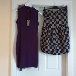 Dress 2 piece New With Tags
1) Dress „Boohoo“ Millie Plunge Neck Detail Bodycon Grape Colour
Actual size: cm
Length: 85 cm front
Length: 83 cm back
Length: 67 cm from armpit side
Shoulder width: 32 cm
Volume hand: 37 cm
Volume breast: 80 cm – 90 cm
Volume waist: 66 cm – 84 cm
Volume hips: 80 cm – 96 cm
Size: 12 ( UK ) Eur 40, US 8
95 % Viscose
 5 % Elastane
Made in UK
2)Dress „Miss Real“ With Pockets Grey Black Colour
Actual size: cm
Length: 64 cm from chest front
Length: 68 cm from chest back
Length: 65 cm back
Length: 64 cm from armpit side front
Volume breast: 71 cm – 82 cm
Volume waist: 72 cm – 77 cm
Volume hips: 78 cm – 84 cm
Length: 25 cm from bra before to waist
Length: 22 cm from armpit side before to waist
Size: 12 ( UK )
Shell: 97 % Cotton
 3 % Elastane
Lining: 100 % Cotton
Made in India
Retail Price £ 27.00 ,30.00 € (Eur)
Price £29.90 for 2 piece
Can buy separately one thing