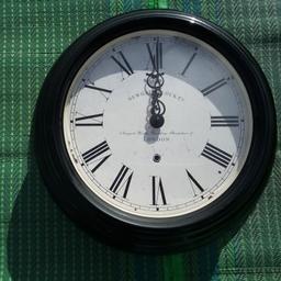 Newgate Clock Company: Wall mounted clock.

Decorative Faux Antique Wall Clock
Battery Powered.
Excellent "as new"  condition.
The  case is approx. 20" in diameter and approx. 5" deep.
The clock face is approx. 15" wide.

Time to click buy & off we go.