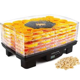 RECTANGULAR DIGITAL FOOD DEHYDRATOR -- The Andrew James Digital Food Dehydrator is the fast and easy way to make delicious healthy and natural snacks like banana chips, fruit roll ups, fruit leathers, biltong, beef jerky and even dried pet treats. Using a dehydration machine allows the food to retain the full flavour and nutrients.
6 STACKABLE TRAYS -- The Andrew James Digital Food Dehydrator includes 6 spacious drying layers meaning there is enough capacity to hold large quantities of food easily. The variable tray stacking system lets you stack the layers at different heights, allowing the dehydrator to accommodate food of different size and thickness.
ADJUSTABLE DIGITAL THERMOSTAT & TIMER -- An adjustable digital thermostat range of 40-70 degrees C lets different foods dry at correct temperatures. The superior air circulation which this dehydrator machine generates, means that food is uniformly dried, with no need to rotate trays halfway through dehydrating. The adjustable digital t