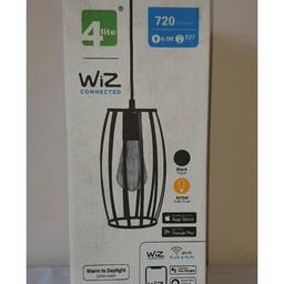 ****10 AVAILABLE!!!****
4lite WiZ Connected White WiFi LED Smart Bulb with Pendant & Bird Cage - ST64 Am.

Decorative pear cage pendant with 1 x WiFi Smart LED ST64 Lamp. Enables user to choose different shades of whites. Dimmable via the WiZ app. Added functionality includes setting schedules, providing added home security and night lights.

Works with - Amazon Alexa - Apple HomeKit - Google Home - iOS App - Android App
Warm White / Cool White
Decorative Design720lm
Adjustable DropSteel Body
Up to 15,000 Hours Life
Hu