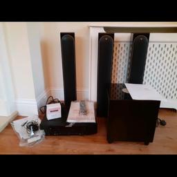 Radius R370 HD Subwoofer with manual

Marantz NR1601 AV Receiver with instructions and remote control

3 Radius 250HD Speakers

2 Audyssey Microphone Calibration with stand

Cables not included with system, all in great working order