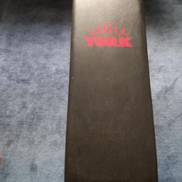 York exercise bench. Black, red and grey. Been used but in good condition. Dimensions 12” x 39” x 15-20” (W x L x H incline).

**PLEASE NOTE – CASH ONLY AT THE POINT OF SALE (LOCALLY) IN PUBLIC PLACE OR DOOR PICK. NO REFUNDS. NO ARRANGEMENT OF COURIERS. NO TIME WASTERS PLEASE.