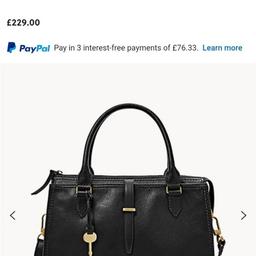brand new black fossil satchel bag lots of pockets inside and out very roomy lovely leather still got wrapping on includes dust bag, still on sale in fossil shop for £229 I will sell for £120 ideal present,

pick up only cash only thanks