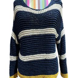 ZARA Striped Open Knit Sweater Top Size S

Blue, white and yellow striped open knit sweater top. Scooped neck. Relaxed fit. 

Gorgeous condition overall.

Length: 25”

Pit to pit: 18.5”

Can be posted for extra costs to mainland UK.