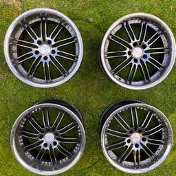 Staggered set of used 18” wheels. Fronts are 8J and rears are 9J. Fitment is 5x112.

JWL approved wheels as per embossed stamp on each wheel.

Previously fitted to a w211 e-class. In quite good condition albeit with very minor rim marks & light scratches. They probably don’t need even need a refurb.

The centres are near immaculate, and are a darker mirror finish grey which is quite rare - reminiscent of the e39 m5 “Style 65” wheel finish.

Brand new these wheels are in the region of £700-800 on ebay. So cheap and unreasonable offers will be ignored.

£480. Collection only from near Shenstone.
