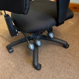 Office chair no longer being used, height is adjustable back tilting and adjustable arm rests, good for gaming or working from home