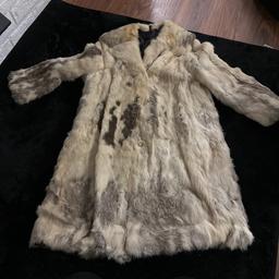 Vintage very old real rabbit fur coat size 12/14