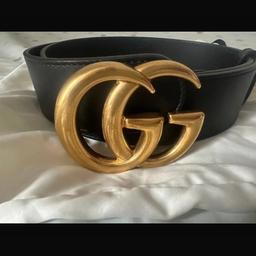 Double G leather belt, size: L95cm - W4cm, good condition, dust bag with receipt…
