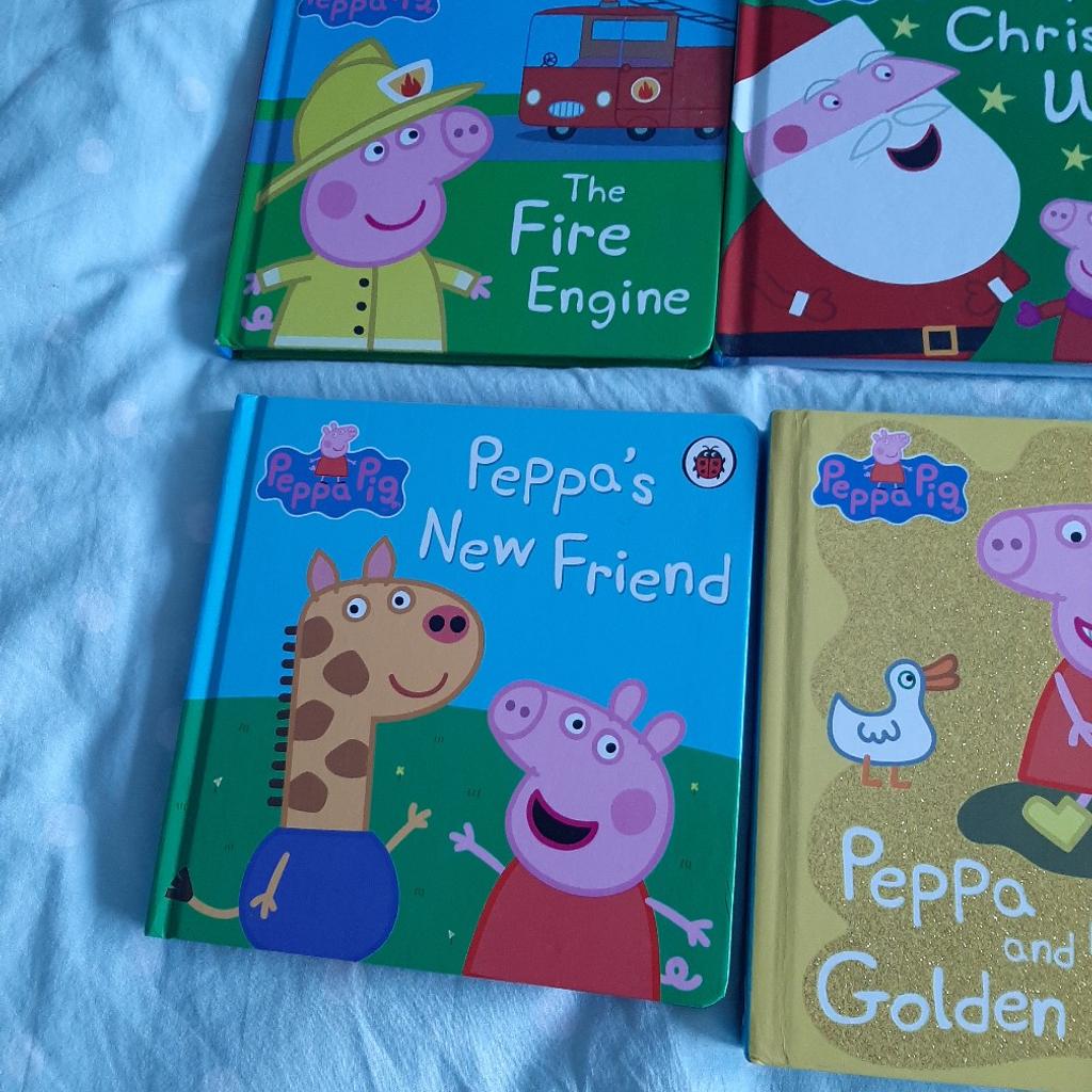 6 Peppa Pig hard back books including: The Fire Engine, Peppa's Christmas Wish, Peppa goes to Hospital, Peppa's New Friend, Peppa and her Golden Boots, and Peppa's Big Race. All excellent condition. £6