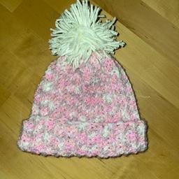 Hand made, new born, baby beanie hat. Crocheted with much time and care, perfect little gift for someone with a newborn.