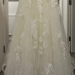 Ivory Oleg Cassini Bridal Wedding Dress - Size 8-10 (originally size 40 tailored)