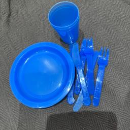 x3 plastic plates, forks, knives, cups
Blue colour
Brand new
BB2 collection