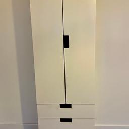 Ikea wardrobe - white with 3 drawers
Height - 193cm
Width - 60cm
Depth - 51cm

Ikea price - £203