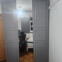 Excellent 3 Door Pax Wardrobe

2 Door wardrobe + 1 Door cabinet
There is also a flat shelf for the 2 door wardrobe with grey basket trays.

Dimensions:
Width: 150cm
Depth: 60cm
Height: 236cm

Selling due to moving houses. Ready for collection as flat pieces from Limehouse. All screws included

Trusted Seller ⭐