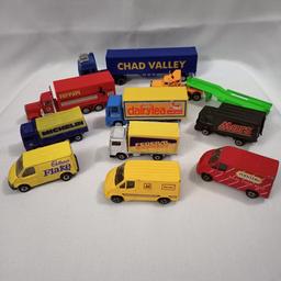 COOL VINTAGE JOB-LOT OF CORGI & MATCHBOX TRUCKS & TRANSIT VANS X10 GOOD PLAYED WITH CONDITION OVERALL.