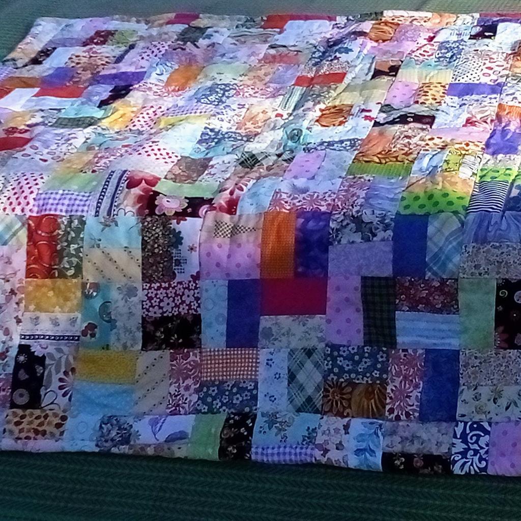 This handmade quilted lap or baby blanket is a perfect addition to your collection.

The multicolor patchwork design and stitching technique make it unique and attractive. The quilt is brand new and has never been used. Need to take photographs when fully laid out for it's full gorgeousness.

Dimensions to follow but approximately 1.7m 2.00m.

Local collection preferred from a safe spot, Tesco Express Tulketh Mill PR2 2BT. Protects both seller & buyer.

Sent signed for £4.50 mainland UK.