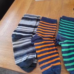 4 pairs boys stripy socks blue/grey black/green orange/black white/grey 50p