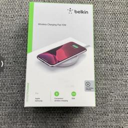 Belkin wireless charging pad 10W in white for apple and samsung 
Excellent condition like new 
See photo 4 for list works with 
Would make a good gift 🎁