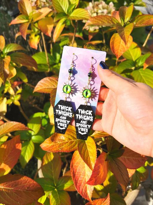 Buy & Sell West Midlands Birmingham - Photos for 💚Thick Thighs Spooky Vibes Hematite Earrings