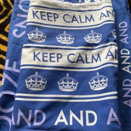 Keep Calm And Snooze Duvet Cover & Pillowcase Easycare Polycotton Single Bedding Set in (Blue)

Set Includes: Duvet Cover with pillow case(s) 

Sizes:
Single: Duvet cover 137cm x 200cm with 1 x Pillowcase (50 x 75cm)

Item has been opened and made on bed but not been used as my son wouldn’t sleep on it. Doesn’t come in the original packaging hence the low price but has been kept in a bedding bag.

No offers as cheap enough thanks
Material: Polycotton - 50% cotton 50% polyester

Washing Instructions: Machine washable at 40°C