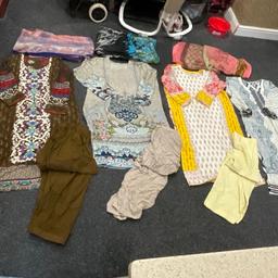 Used bundle 4 items ladies pakistan clothes 2 peices each +3 scrafs cotton size 16 /23 inch £18
Collection le5