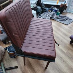 very rare mini clubman/ traveller rear folding seat

made Into a chair also doubles as a  table when folded

all.patina has been kept on the seat