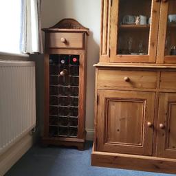 Waxed antique pine wine rack, withdraw is able to hold 24 bottles of wine large Enough to hold a bottle of champagne in each section