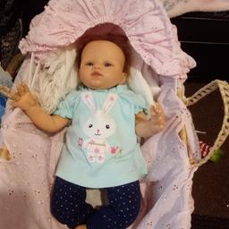 Sweet little reborn by Ashton Drake, 18 inches, soft body, vinyl limbs, comes with a spare nappy, collection only LS25