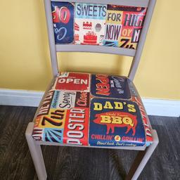 Quirky upcycled kitchen chair
W 45 CM
H 81 CM
D 44 CM
Thanks for looking 
Collection from WA8
The Upcycling Shed