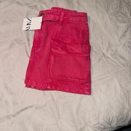 Zara Pink Denim Skirt Size Medium