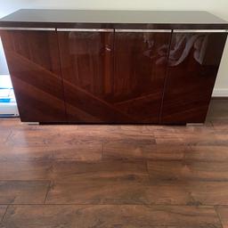 Brown high gloss sideboard with matching side table bought from housing units in excellent condition sideboard measurement’s length 170 height 89cm width 55cm pick up only £350