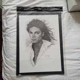 This exquisite print by Jonathan Wood features the legendary pop star Michael Jackson, captured in striking detail through the skilled use of pencil. Measuring 16.5 x 12 inches, this print is a must-have for any fan of Michael Jackson's music and legacy.

The print is perfect for framing and displaying in your home or office, and is sure to be a conversation starter. Whether you're a collector of art prints or simply a fan of Michael Jackson's music, this Jonathan Wood print is a beautiful addition to any collection.

Open to offers, especially when purchasing multiple items.