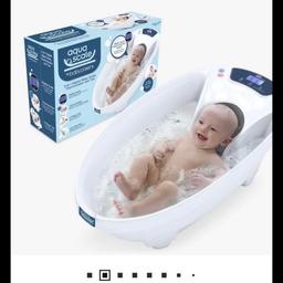 Used only a couple of times, in perfect condition.

This 3-in-1 digital baby bath from Aqua Scale features patented technology that enables it to precisely weigh baby in the tub, with or without water. Simply set the scales to either pounds or ounces and place the baby in the tub. The tub stores your child's previous weight reading so that you can track their weight gain easily at home in a familiar, comfortable environment.

The tub also has a built-in thermometer that continuously monitors the bath water temperature and accurately displays the results on the digital LCD screen in Celsius or Fahrenheit ensuring water is a safe temperature before bath-time begins.

Suitable to use from birth up to 2 years old.