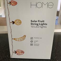 10 LED fruit lights, battery operated, outdoor use. Brand new