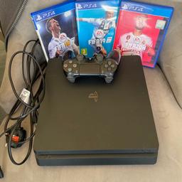 Sony PlayStation 4 Bundle.
In good full working condition
Comes with power lead,
HDMI lead,
3games (see pic)
1 Sony wireless controller & charge lead,
Collection only cash only