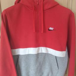 red and grey hoodie, chest 22 armpit to armpit ,length 25" sleeve 24' good condition