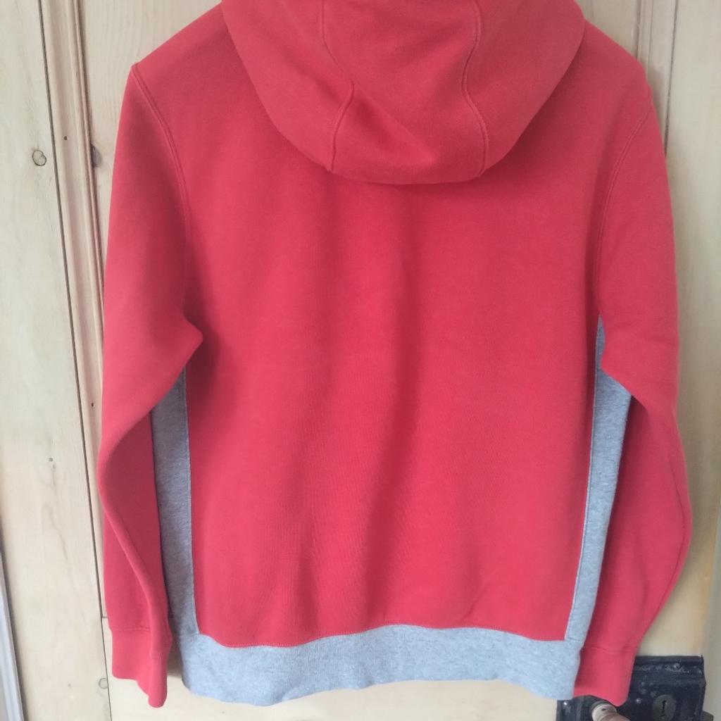 red and grey hoodie, chest 22 armpit to armpit ,length 25" sleeve 24' good condition