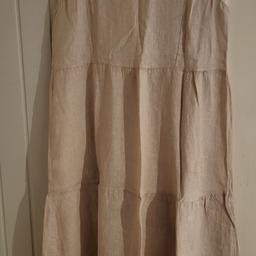 Dusky Pink long linen dress. Easy wear, very relaxed, very cool, loose fit and comfortable. From AYVA London, made in Italy. Slip on easily. Ideal Summer dress. One Size. Not skimped, good length.
(PS The TU on the label is not a Sainsbury Brand, it's an area code)