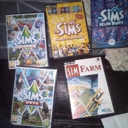 Sims 1 complete with 7add on all on 4 discs,Sims house party expansion edition,Sims 3 pets,sims3 seasons Sims farm