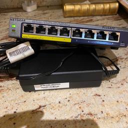 This is a top quality NETGEAR 8 port splitter model GS108PE almost new this great item is on the market for about £50 I’m selling this one for £30 only this is a fantastic splitter when you have a couple extra cables to connect this will do a much better connection and speed.