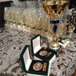 Cricket Trophies 11 winners, 11 Runners-Up & 1 Winners Trophy, 2 Ref Medals. All Trophies Are Marble-Based.
In Great Condition
No Time Wasters
Brand New!!!