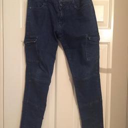 From f an f Tesco .. skinny cargo zip at ankle ,,lovely jeans .. says size 14 but think more 10/12.smaller fitting . Look at orher jeans and clothes selling . Will combine postage