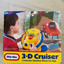 Chose from a variety of cars, boats and planes.  Travel on dirt roads, through water or in the air. Sounds. Steering wheel. See second picture. Excellent condition. Box slightly damaged