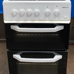 Hello welcome to my ad,This beko BDG581W 50cm double oven gas cooker comes in a white colour with four gas burners,ignition button,double glazed doors and viewing windows, removable inner door glass for easy cleaning,catalytic liners in both ovens making cleaning easy,easy clean enamel,three pan supports,main oven is conventional with a cooking capacity 59 litres usable while second oven (top) is variable gas grill with 26 litres capacity very clean and tidy dimensions are H:900 W:500 D:600 cash on collection at B18 7QD 71 western road or delivery for extra fee, for more information message me thanks.